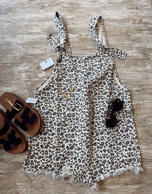 Leopard Denim Romper
