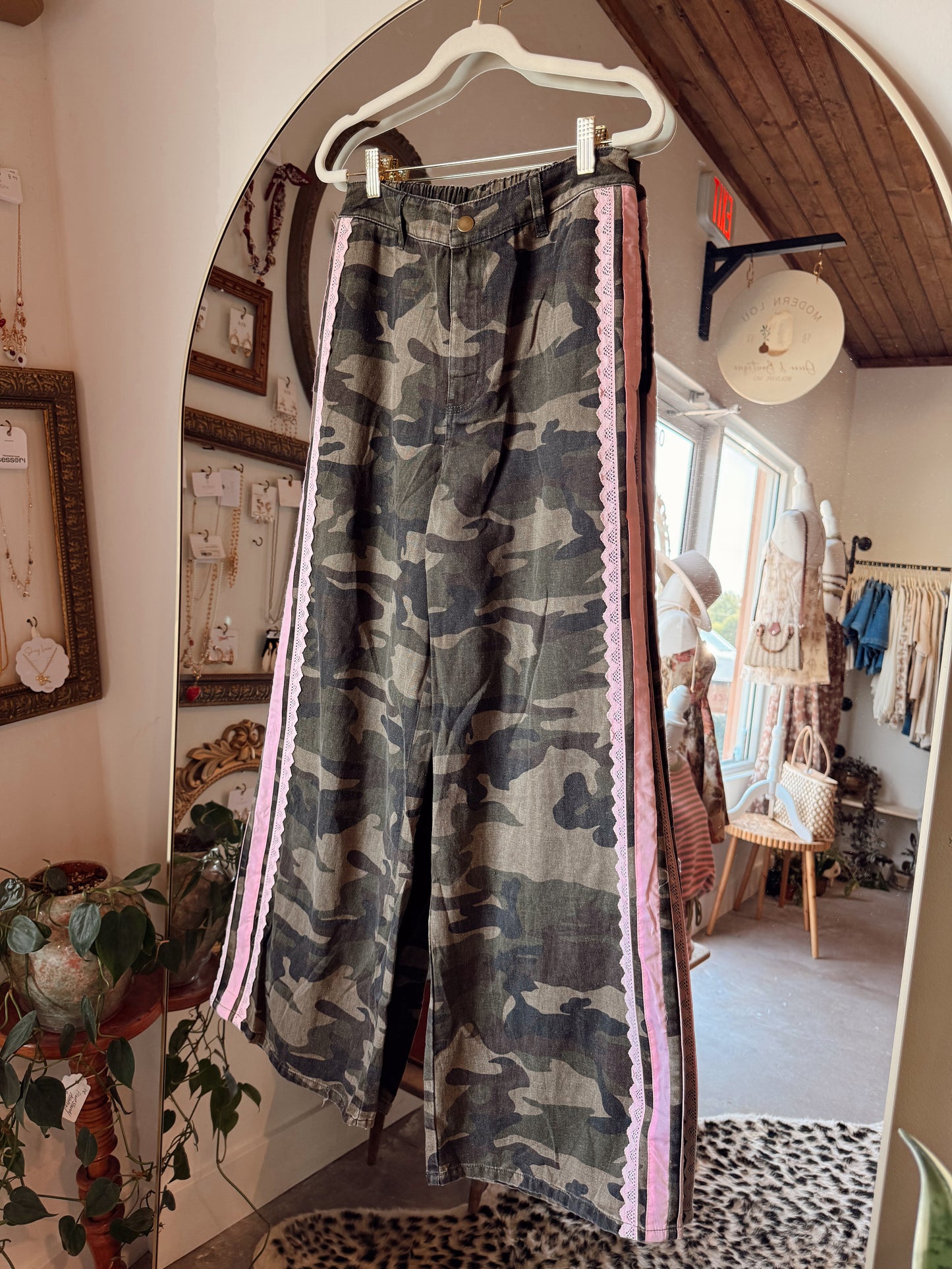 Bubblegum Denim Camo Pants