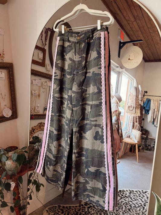 Bubblegum Denim Camo Pants
