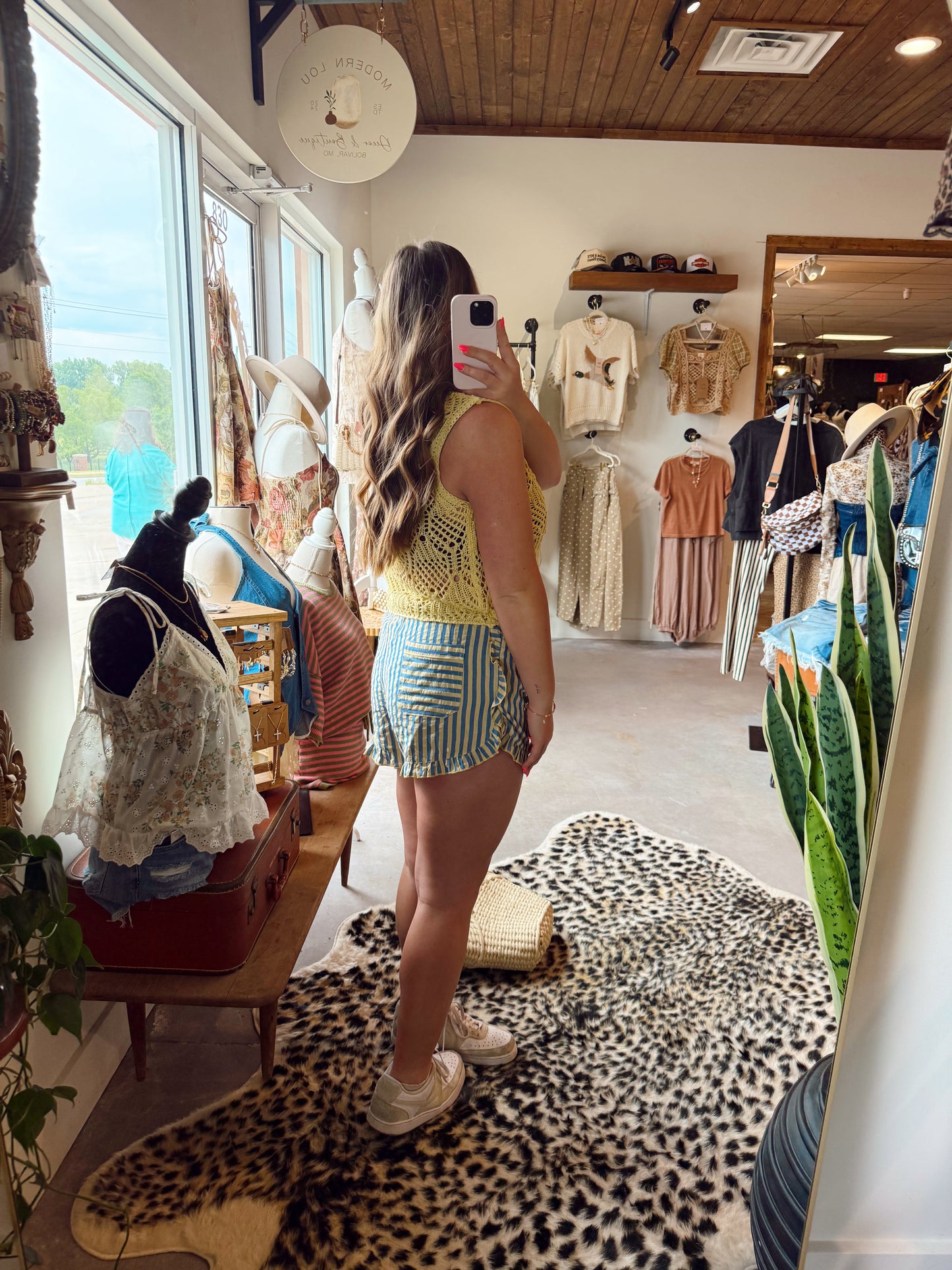 Blue & Yellow Ruffle Shorts
