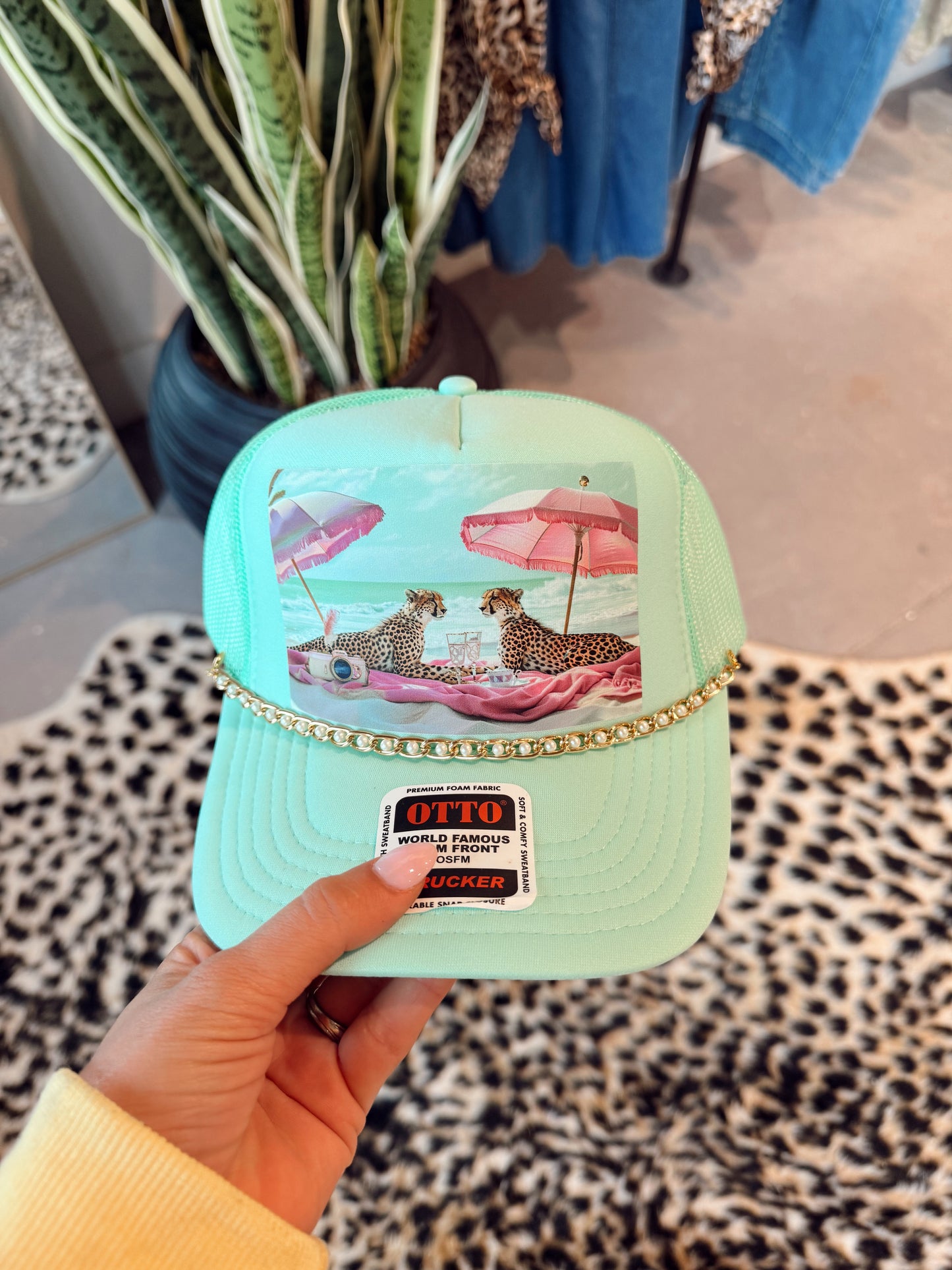 Poolside Cheetahs Hat W/ Chain