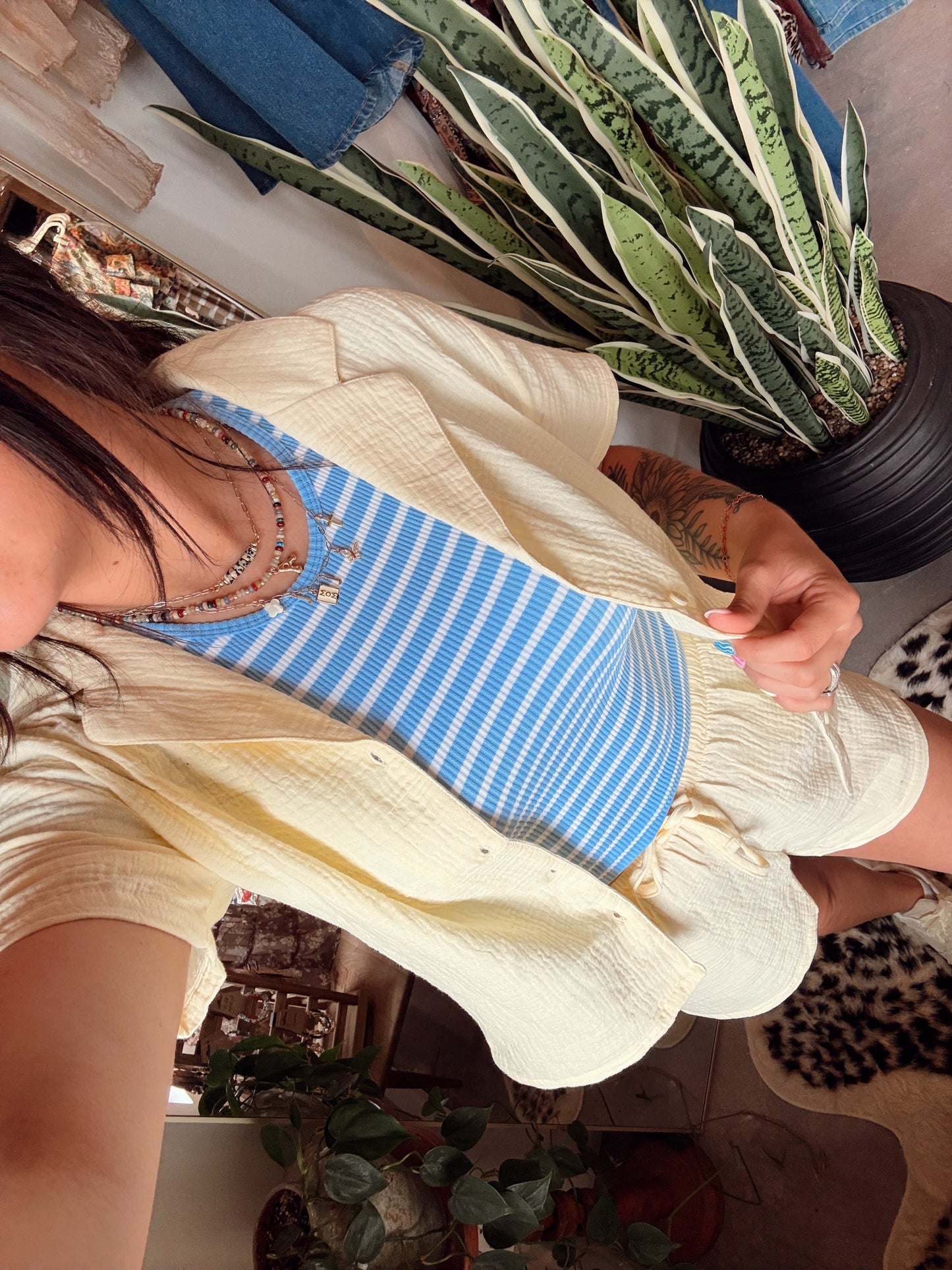 Blue & White Stripe Top
