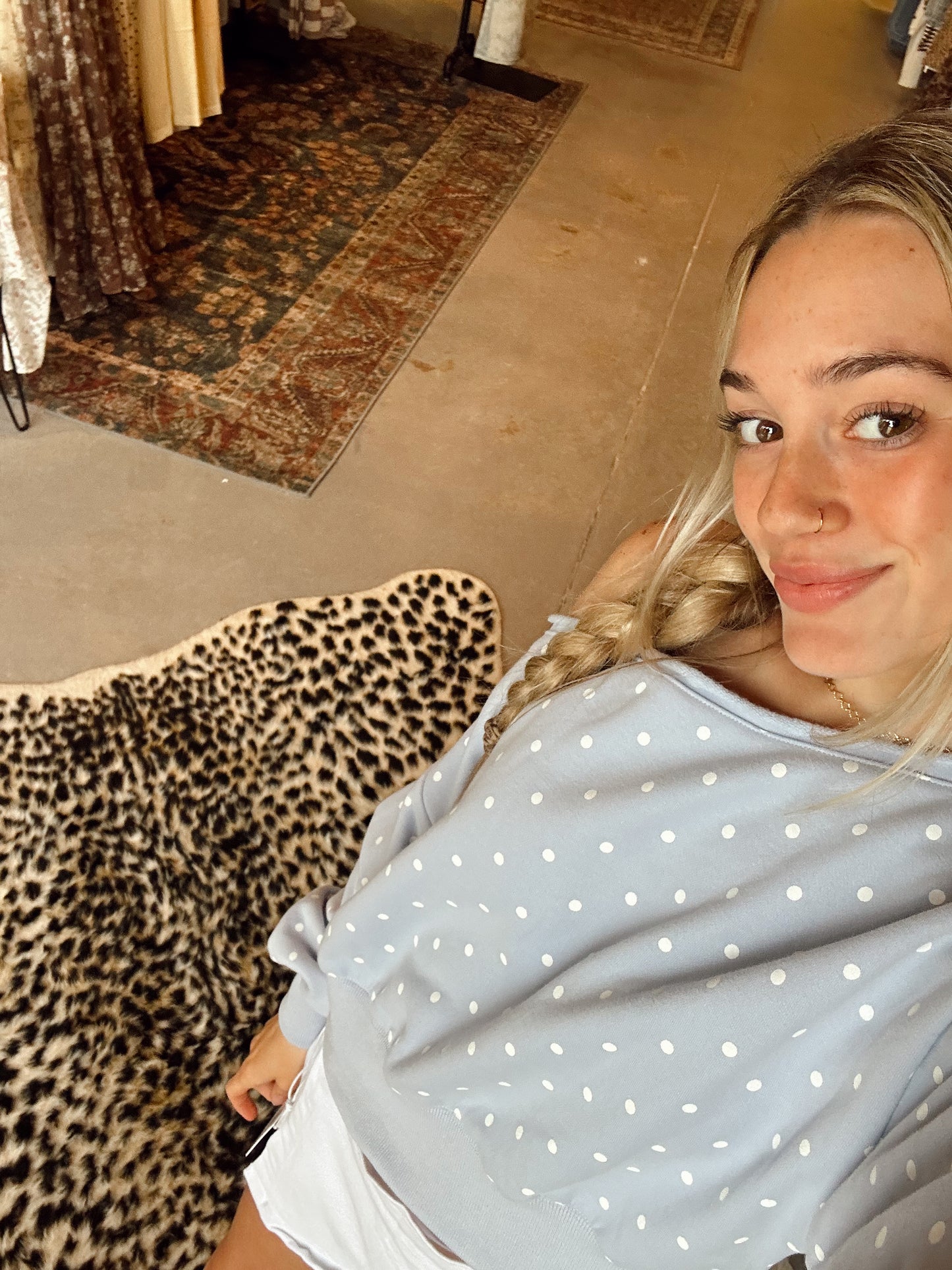 Periwinkle Polka Dot Top