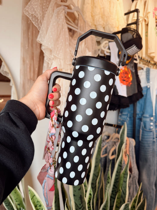 Polka Dot 40oz Tumbler W/ Handles