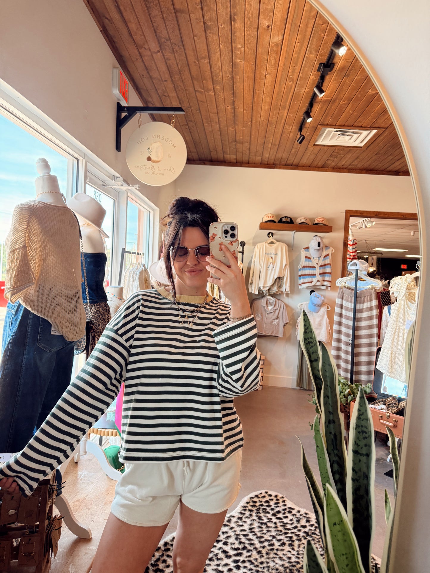 Green & Yellow Stripe Top