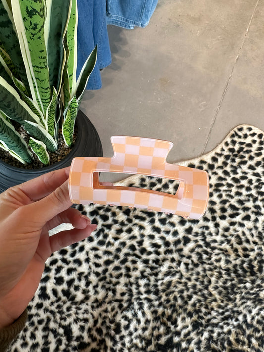 Checkered Sherbet Claw Clip