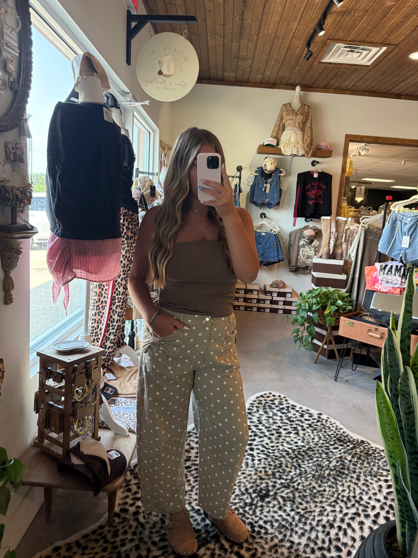 Bow polka dot pants