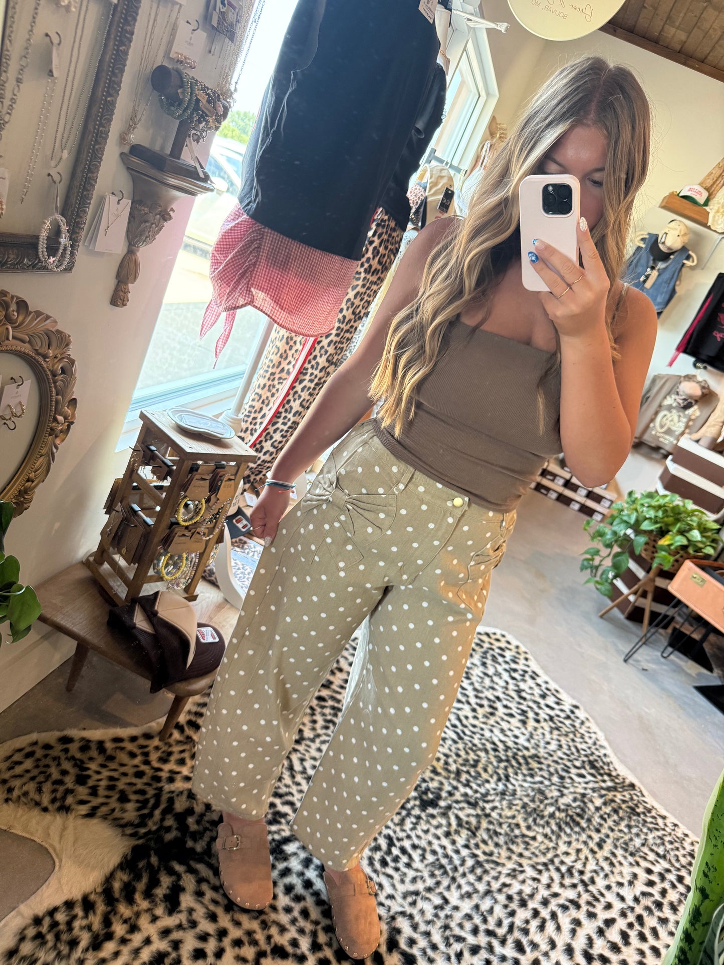 Bow polka dot pants