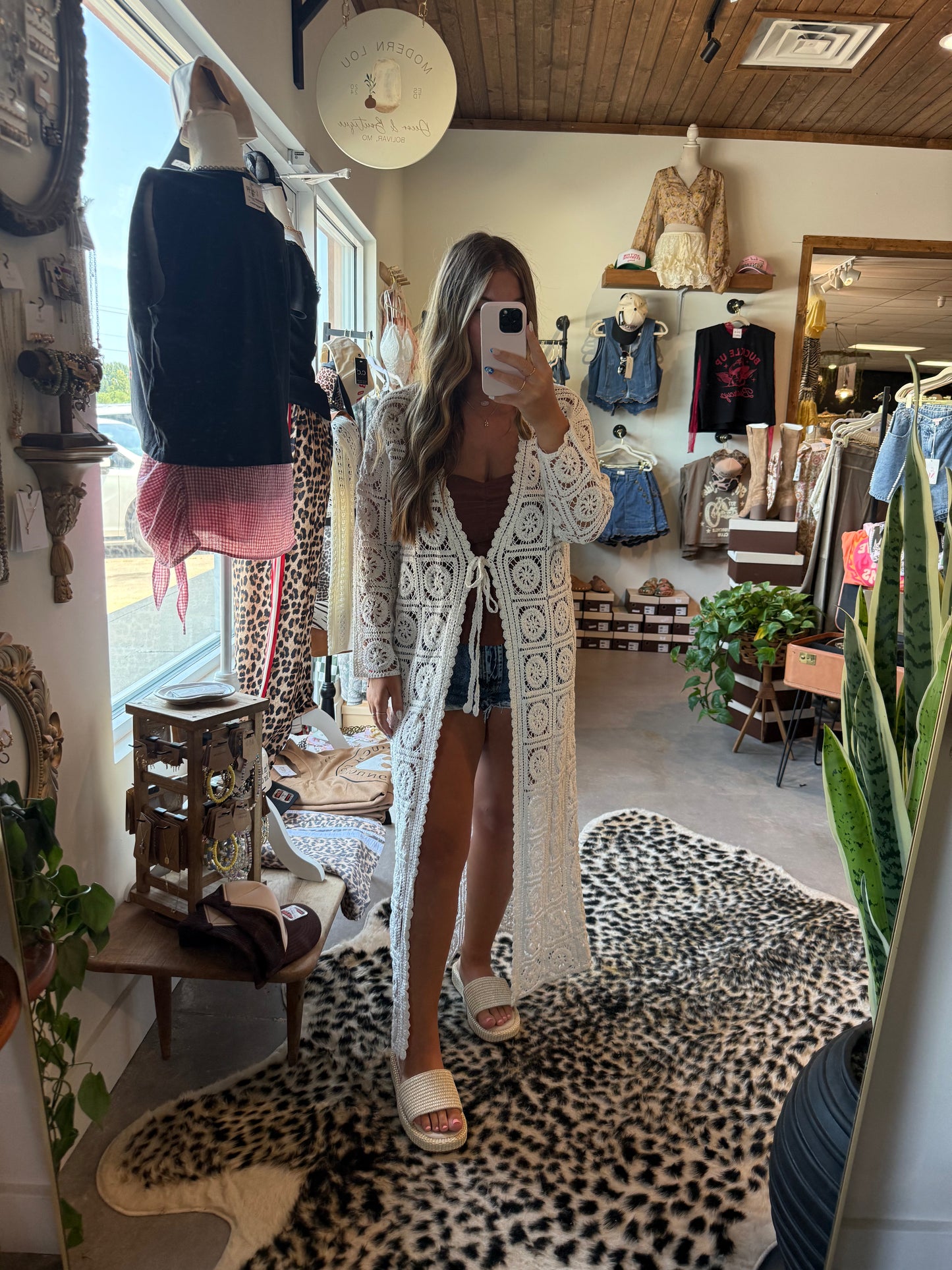Ivory crochet kimono