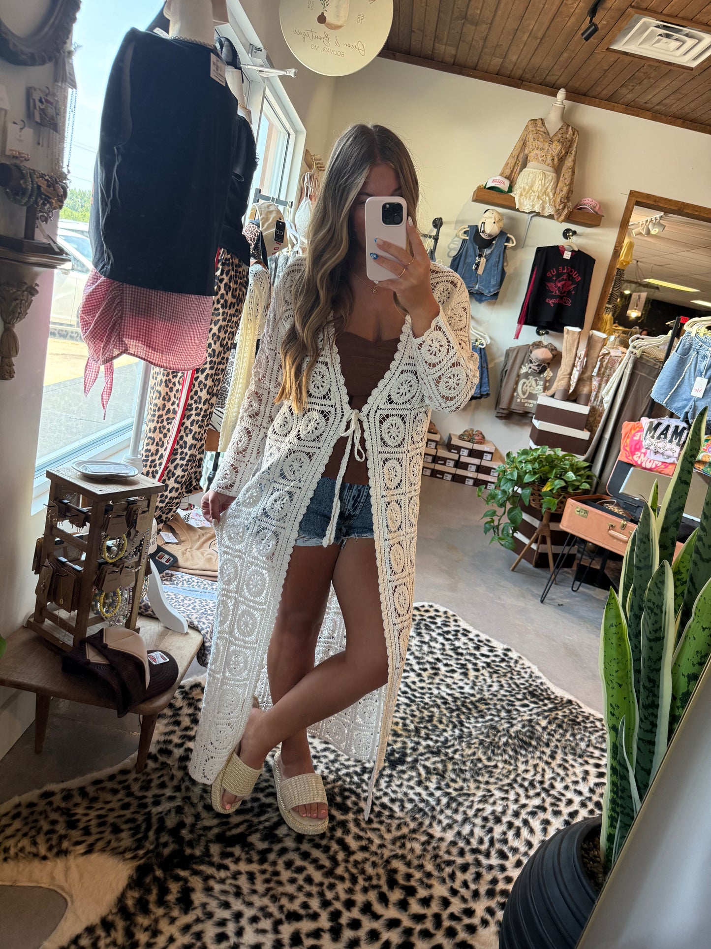 Ivory crochet kimono