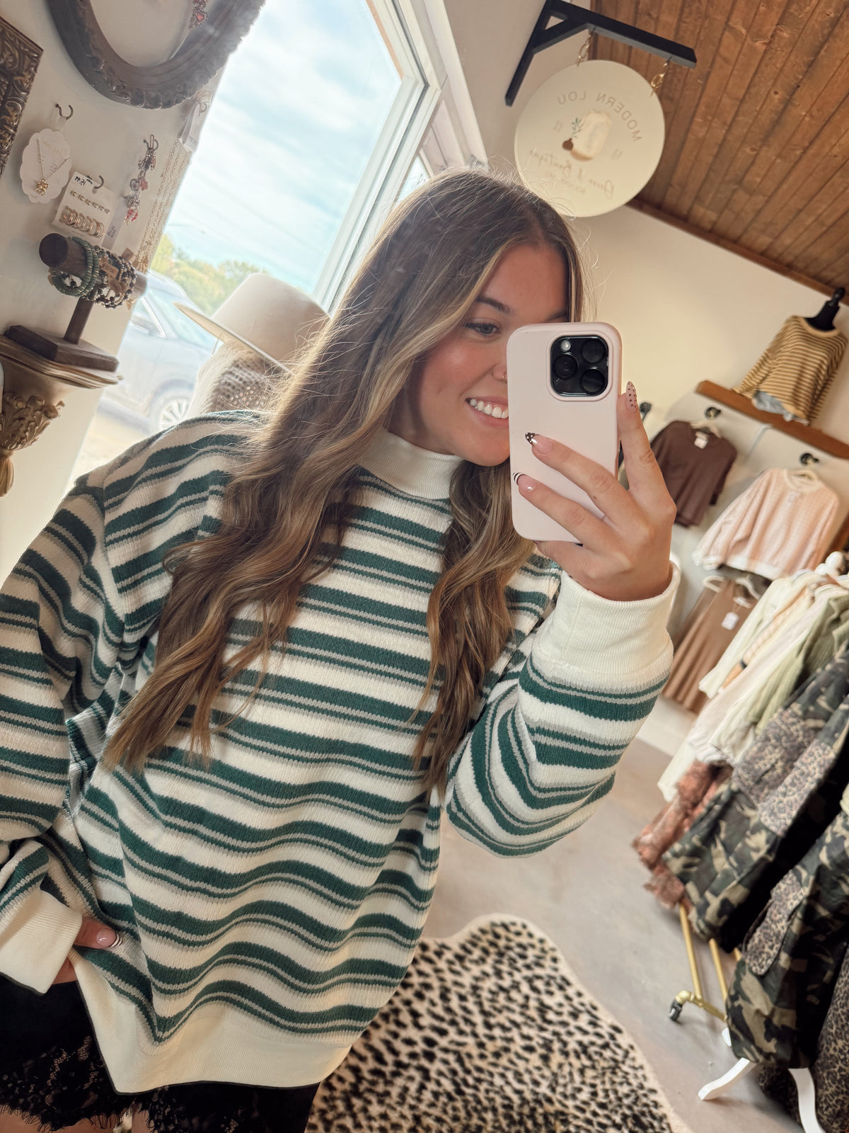 Jill Striped Knit Mockneck