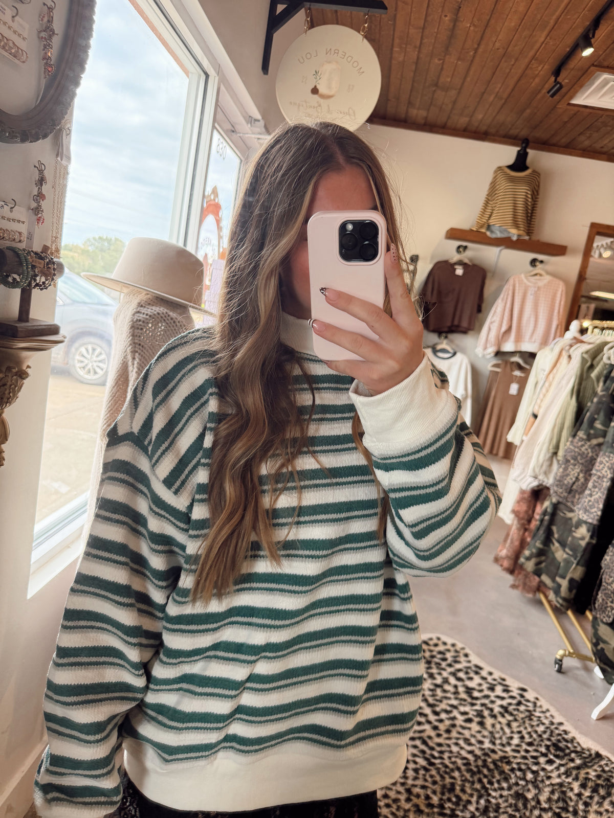 Jill Striped Knit Mockneck