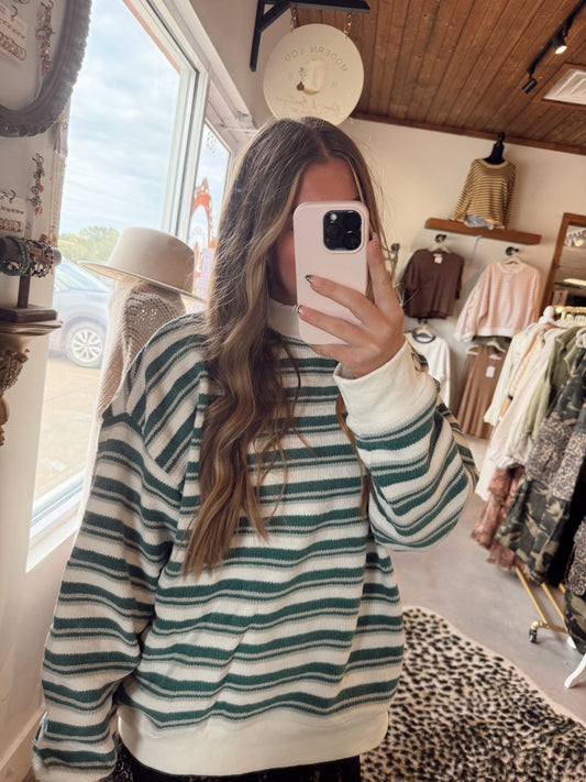 Jill Striped Knit Mockneck