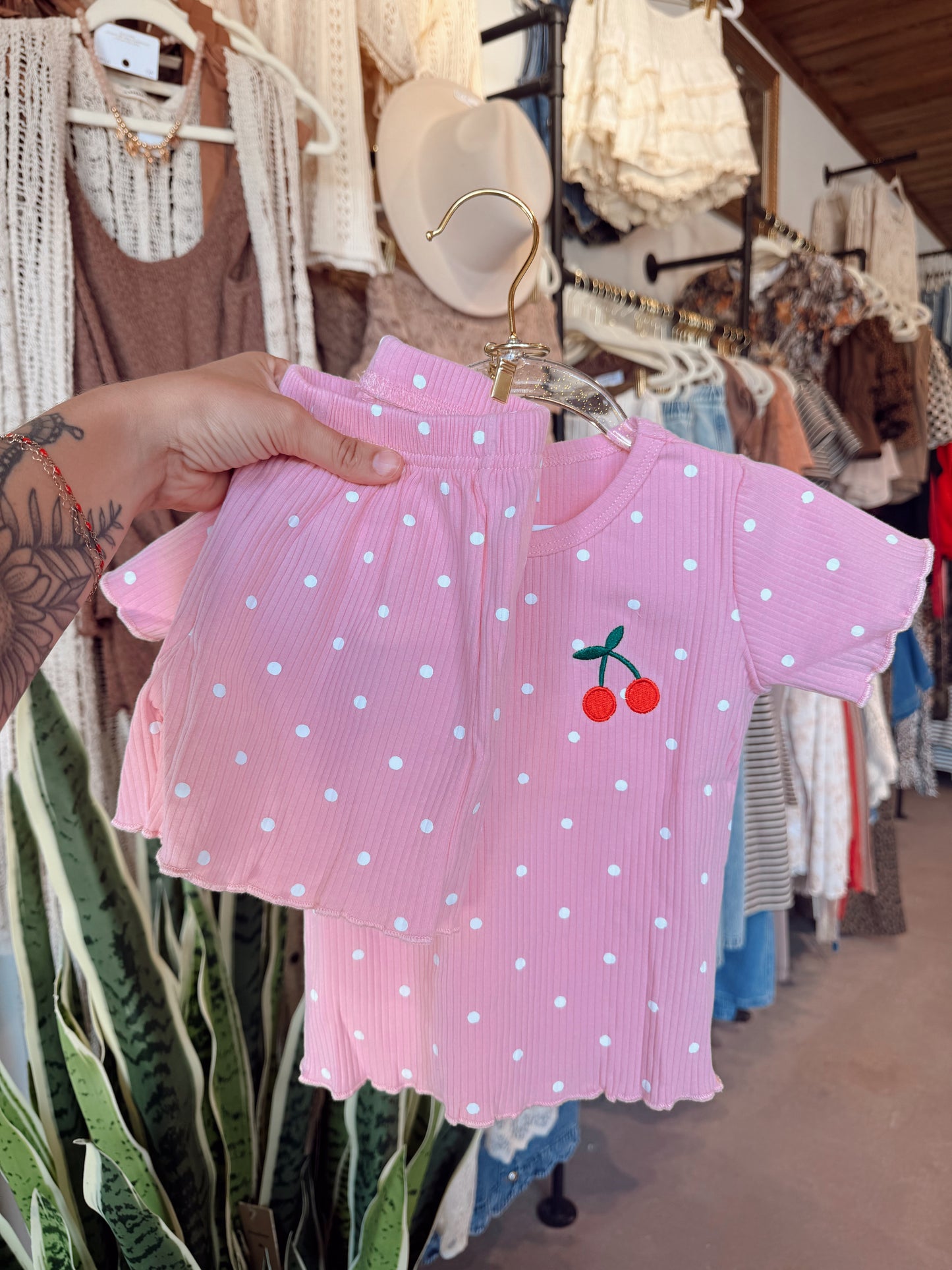 Cherry Polka Dot Set