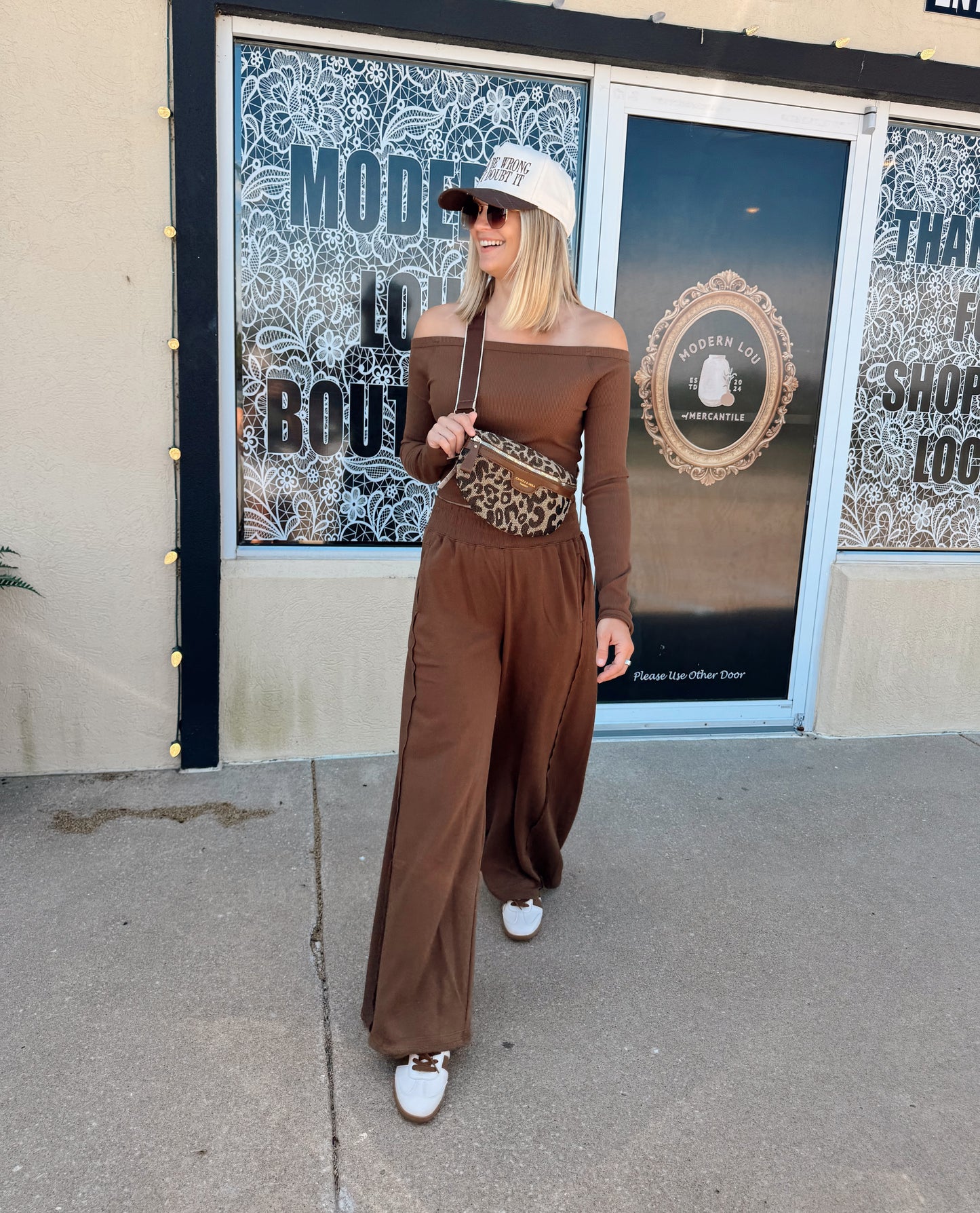Mocha Off Shoulder Set