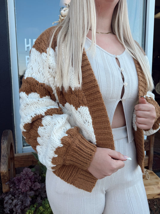 Chunky Stripe Knit Cardigan