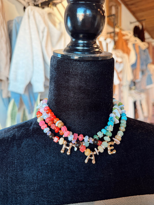 Colorful Initial Charm Necklace