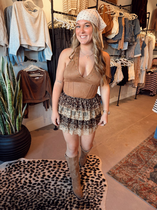 Suede Halter Top