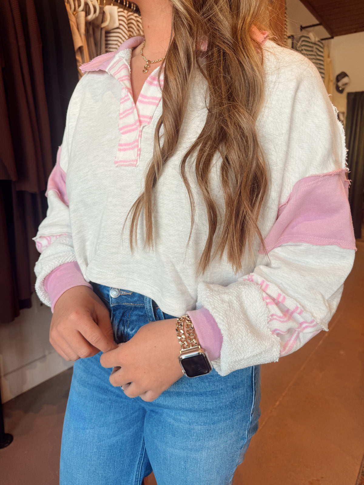 Jenna Crop Collared Top