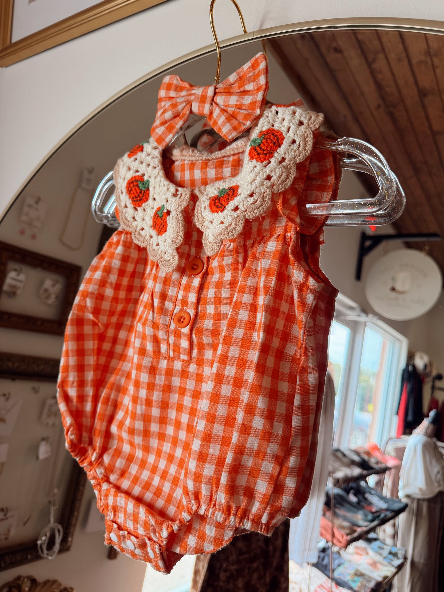 Crochet Collar Onesie W/ Bow