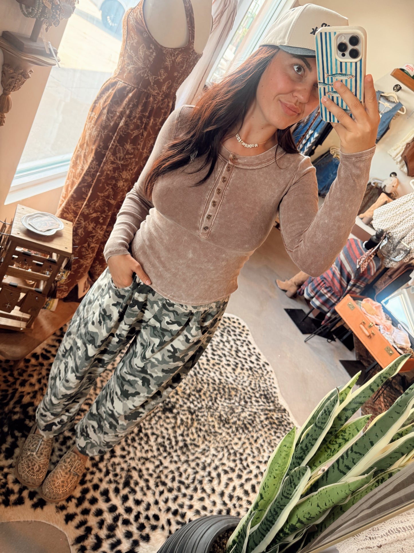 Cocoa Button Long Sleeve