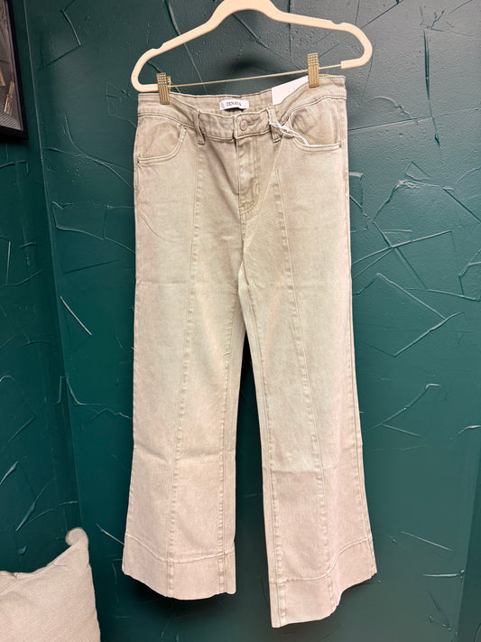 Lt. Olive Wide Leg Jeans
