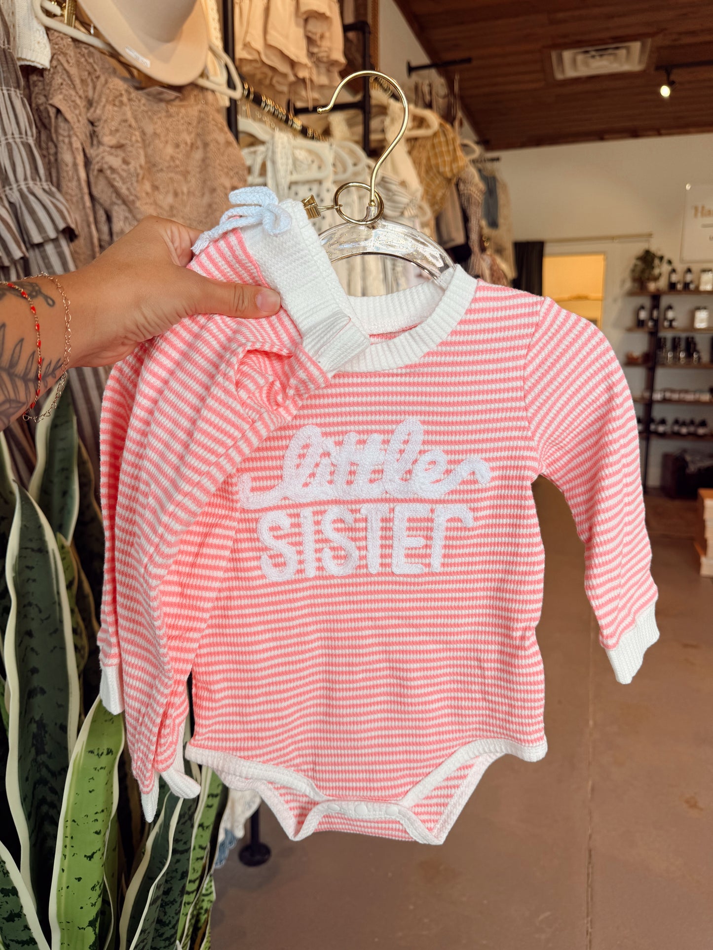 Pink Little Sister Stripe set