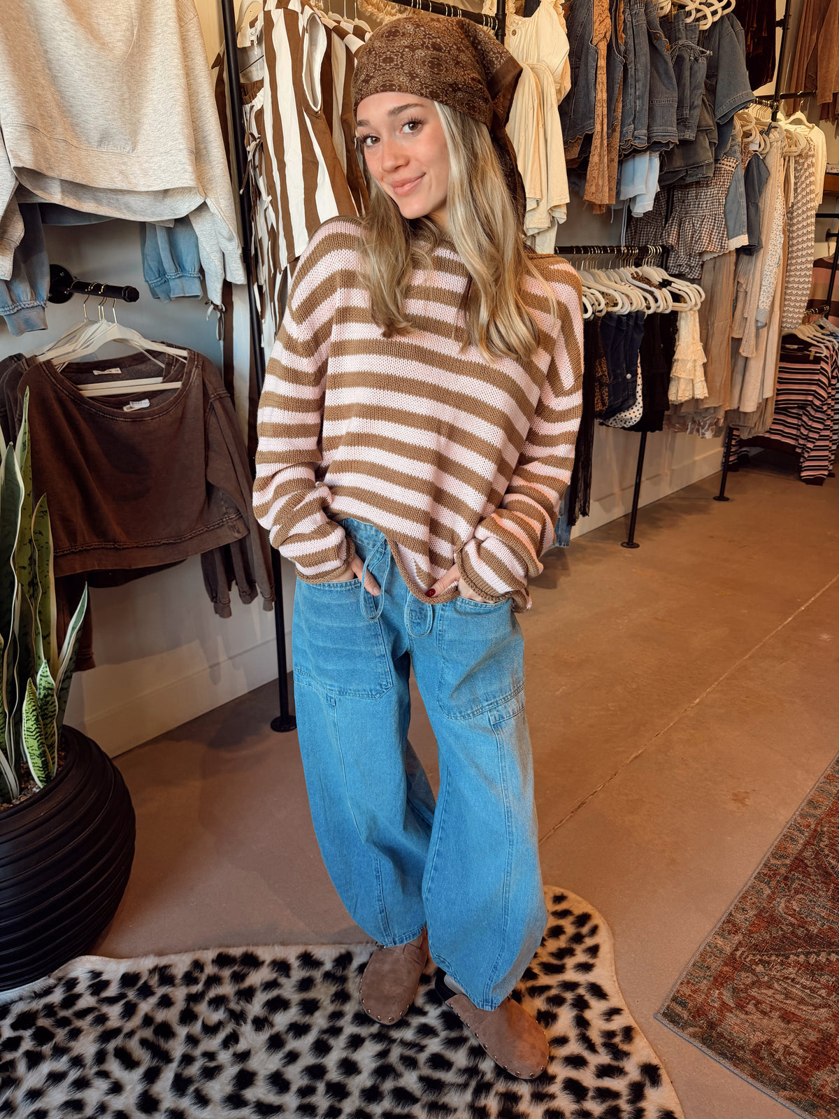 The Marli Mocha/Pink Sweater
