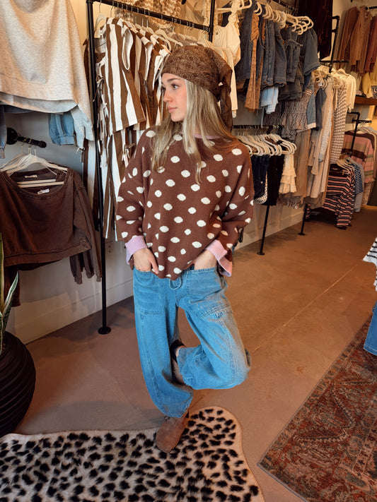 The Tilly Polka Dot Sweater Mocha