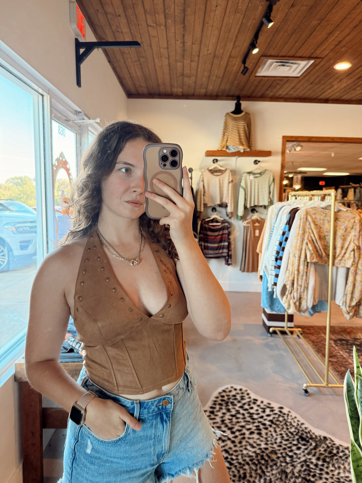 Suede Halter Top