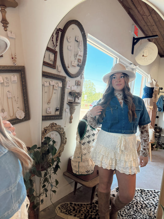 Denim Collar Top
