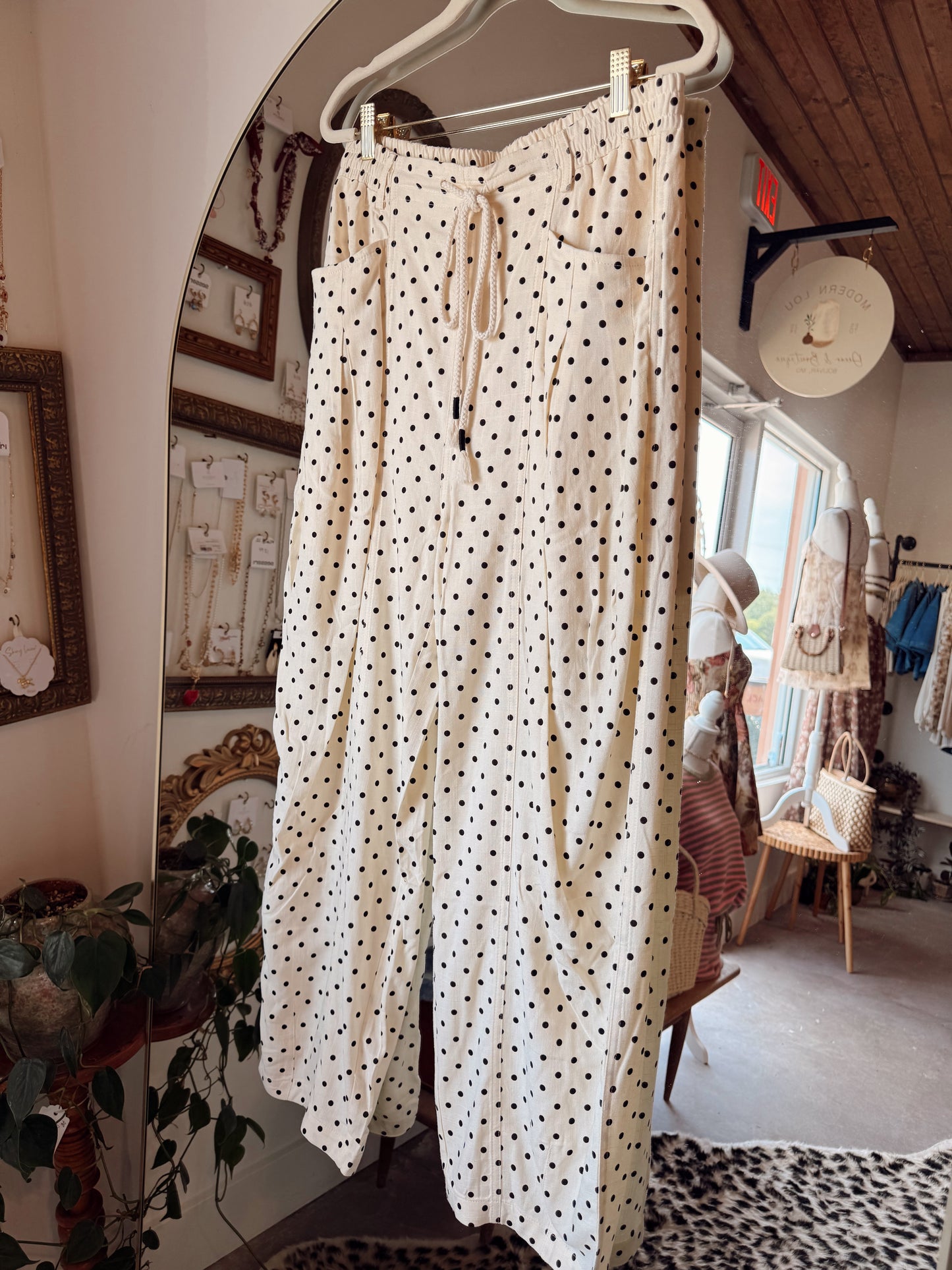 Polka Dot Linen Pants