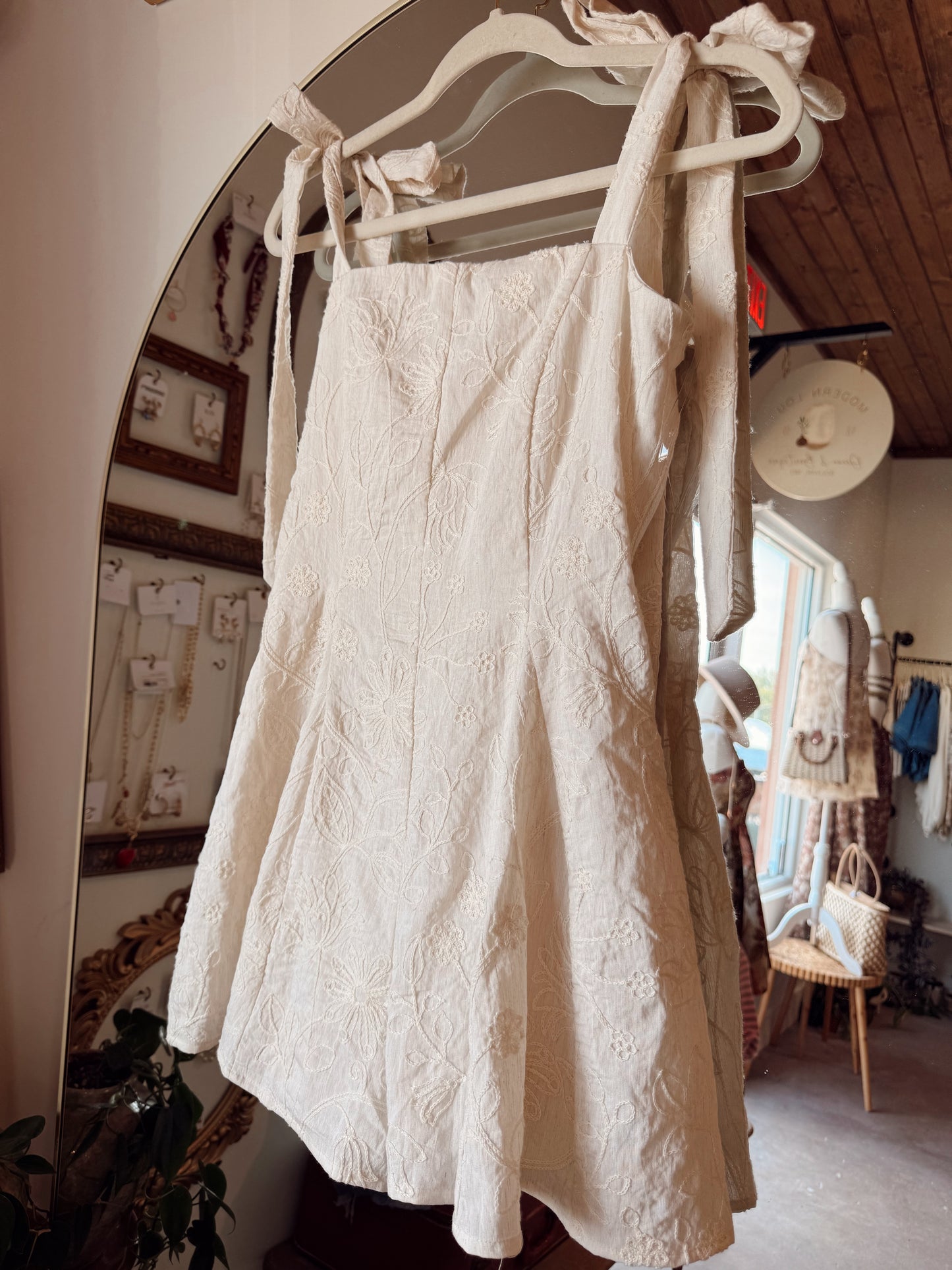 Emma Embroidered Romper (Ivory)