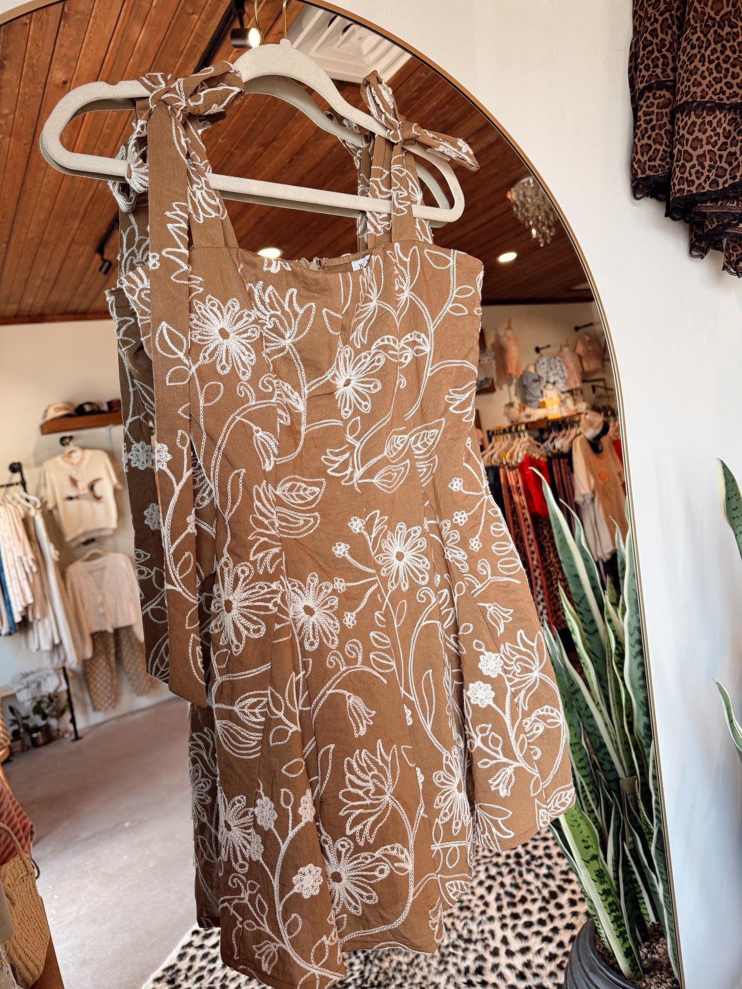 Emma Embroidered Romper (Brown)