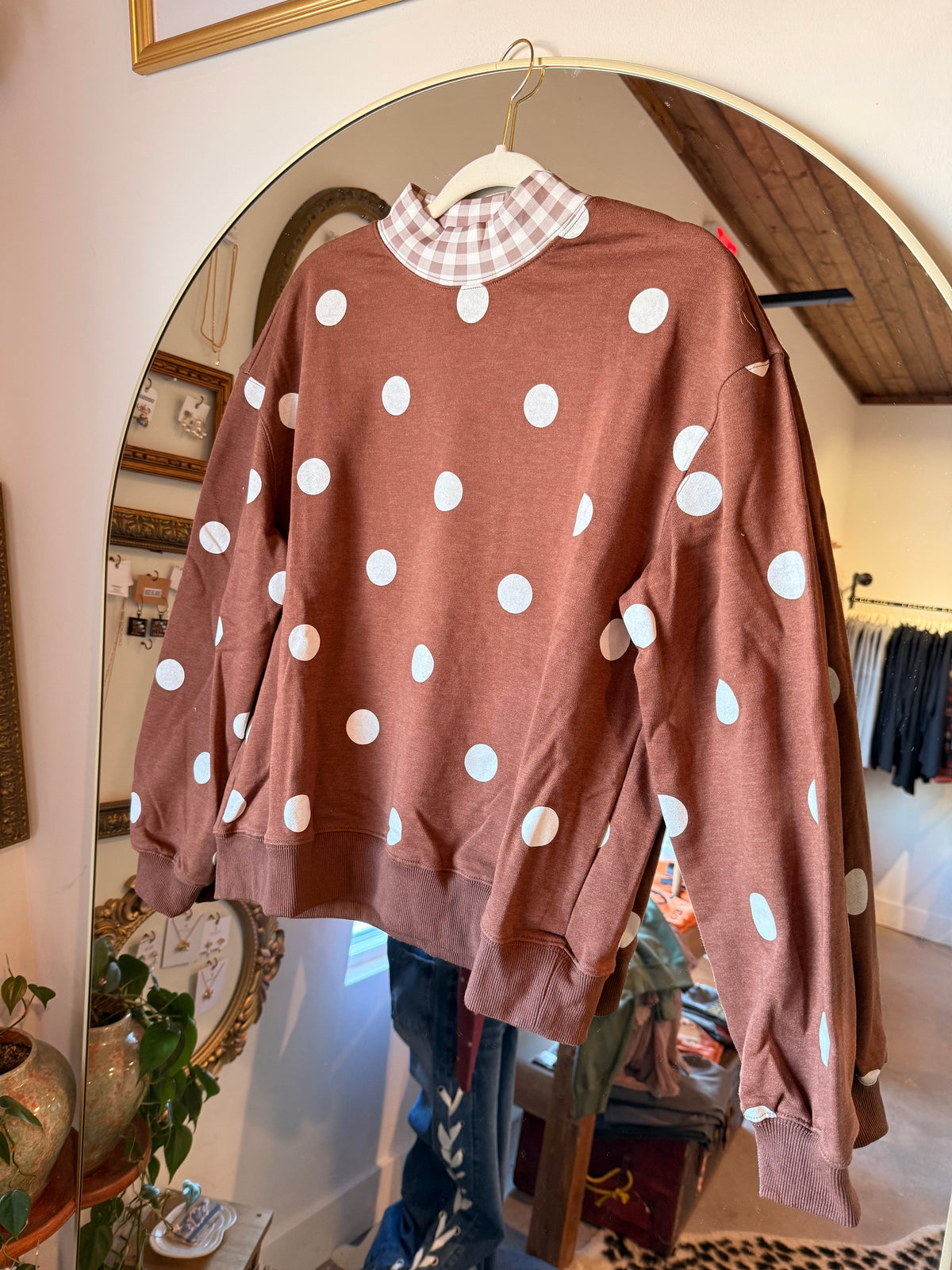 Mocha Polka Dot mockneck