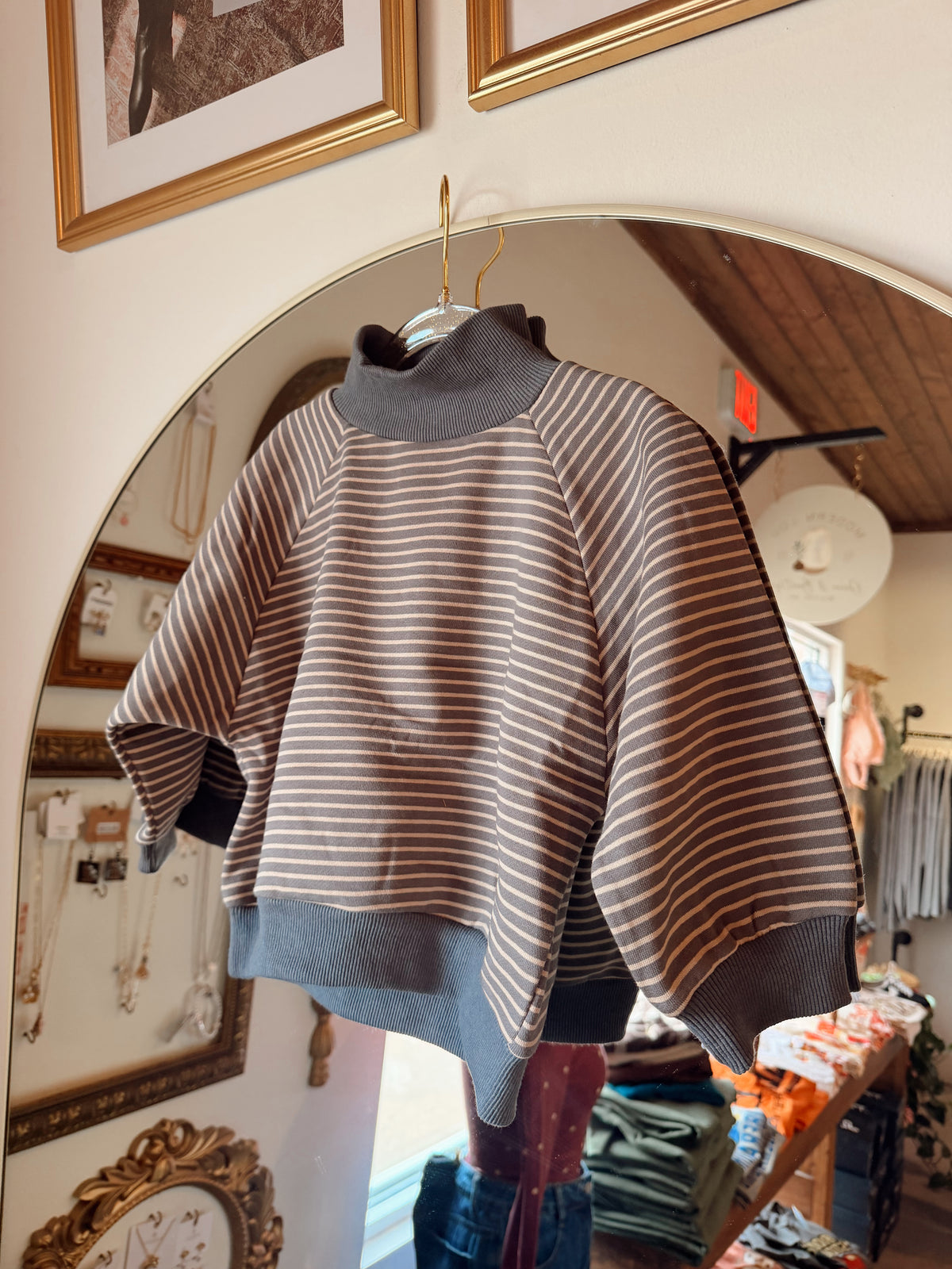 Navy Stripe Mockneck Kids