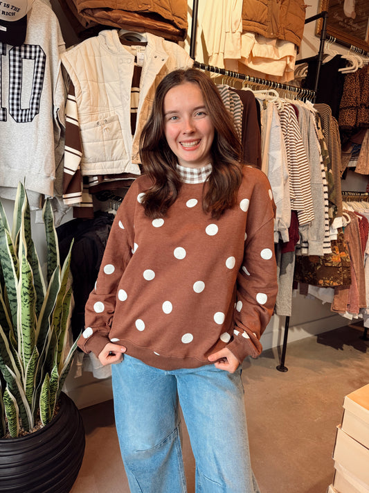 Mocha Polka Dot Mockneck